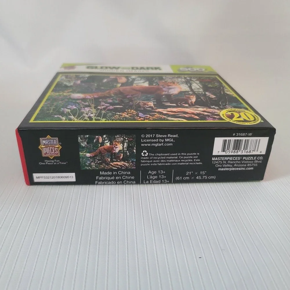 Masterpieces Puzzle Glow in the Dark Hidden Images 500 Piece Fox Puzzle Sealed